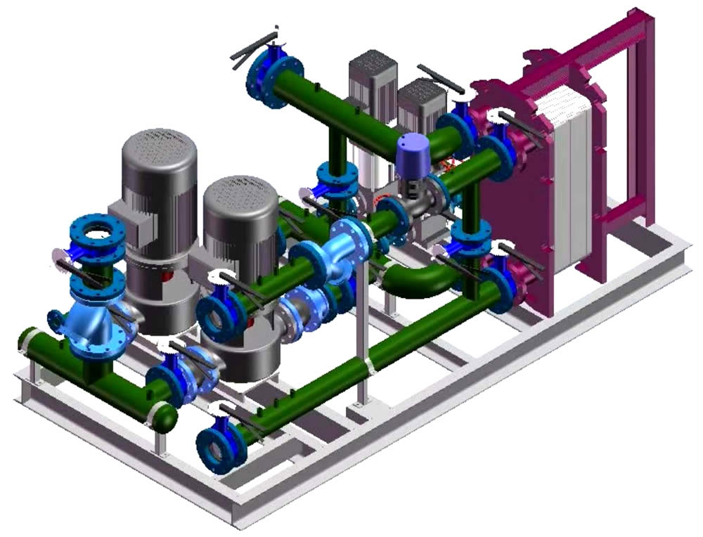 太原單闆換換熱機組三維立體(tǐ)圖