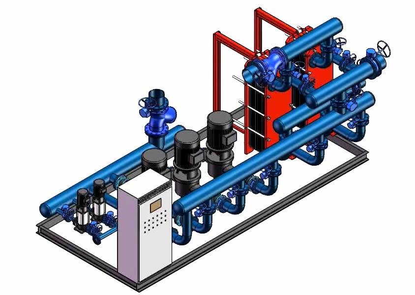 長(cháng)治雙闆換換熱機組三維立體(tǐ)圖